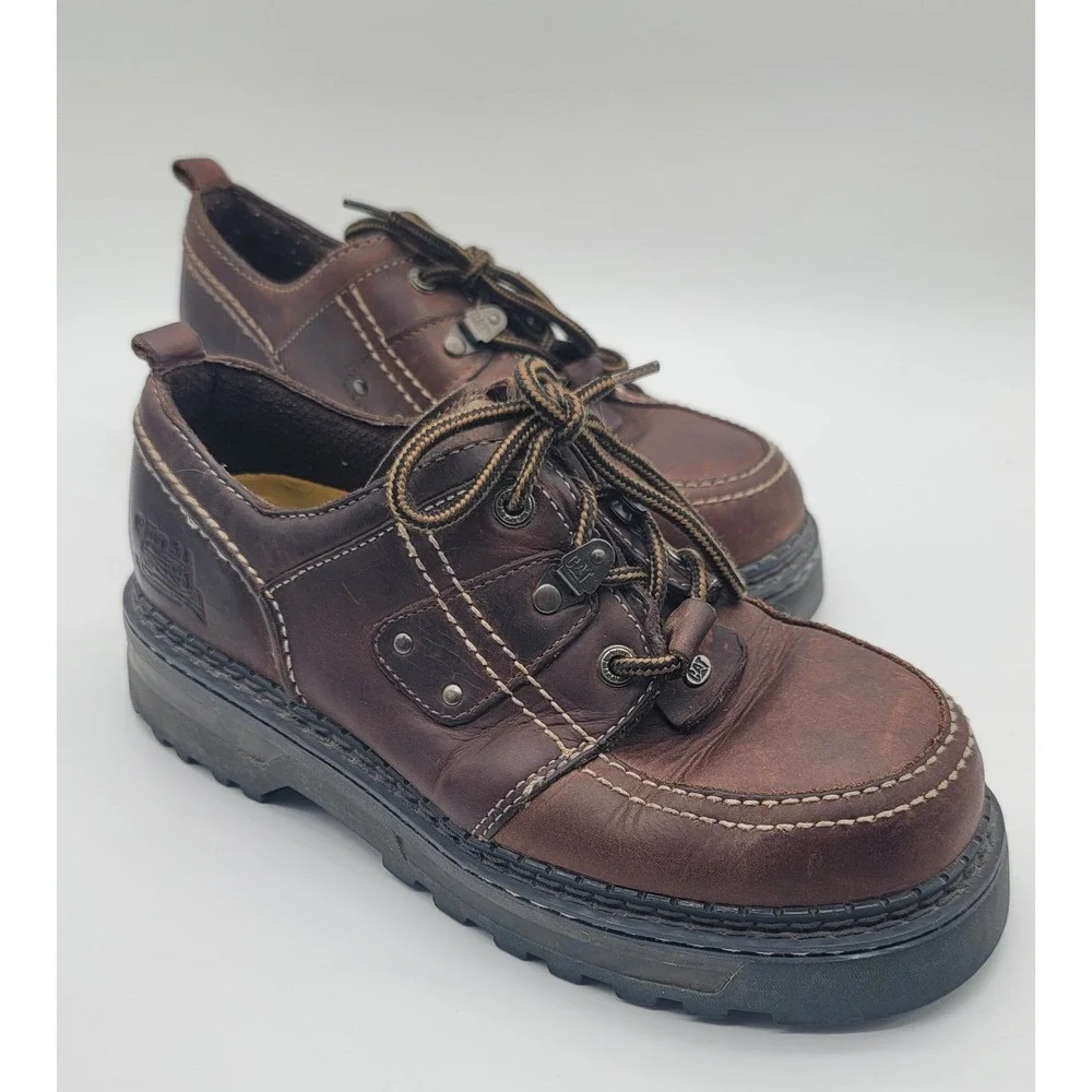 CAT Tracks Caterpillar Leather Oxford Shoes Brown Lug Sole Y2K Mens 10